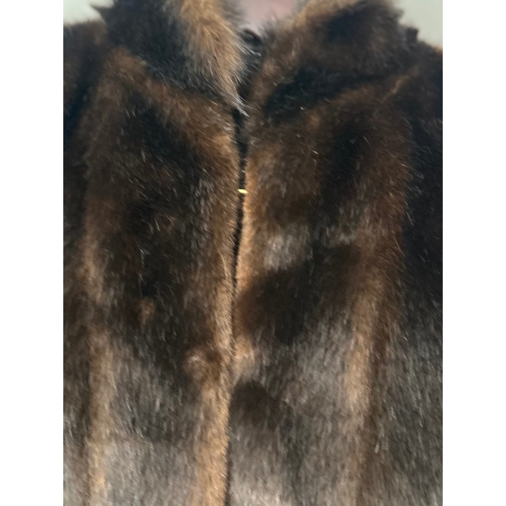 Donna Salyers Fabulous Furs Brown Faux Fur Vest XS Mahogany Sleeveless Jacket - Picture 3 of 7